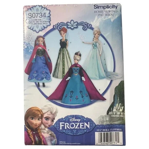 Disney Frozen Simplicity Sewing Pattern 0734 1234 Fashion Doll Clothes 11.5” - Picture 3 of 7